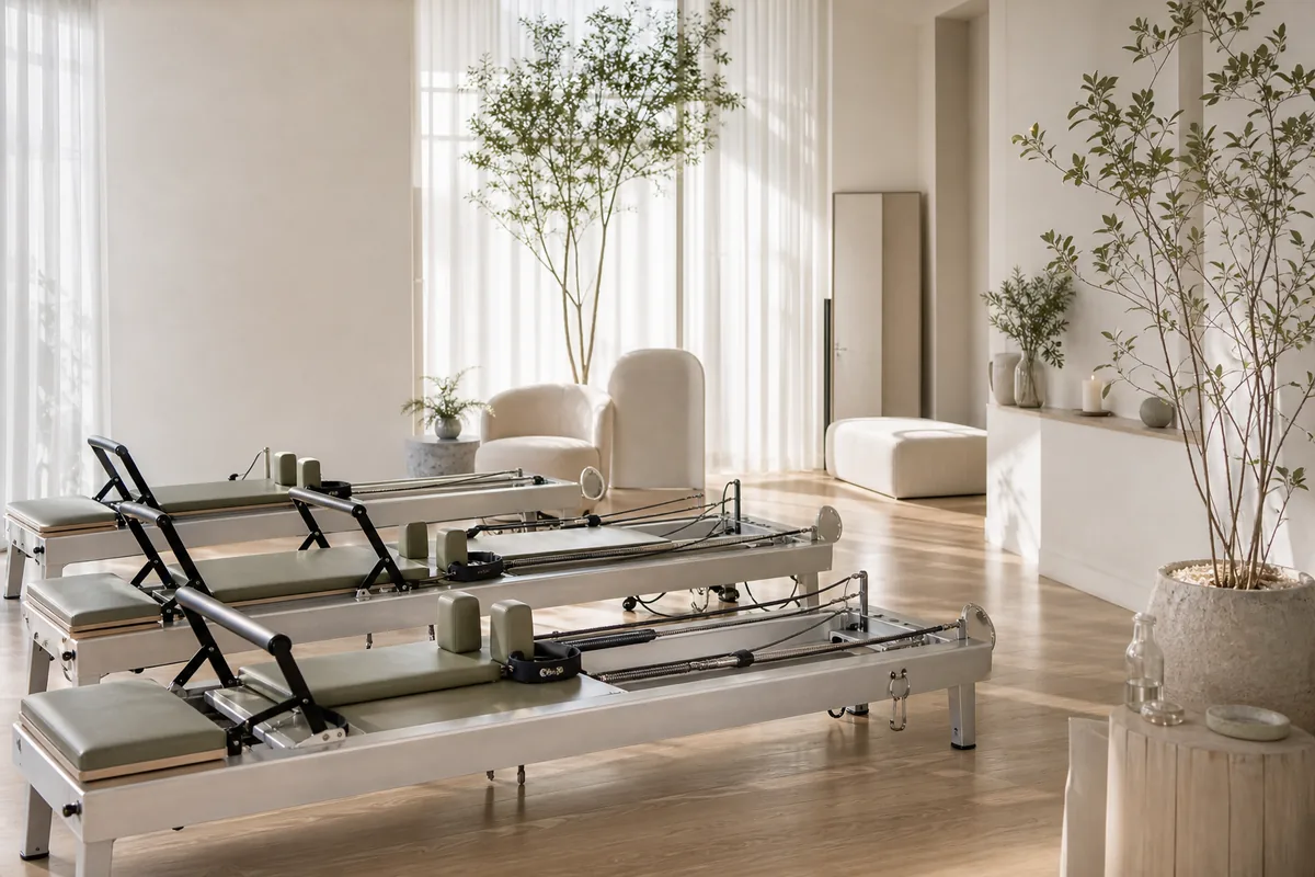 自然光が入るLuméa Pilatesのスタジオ内観
